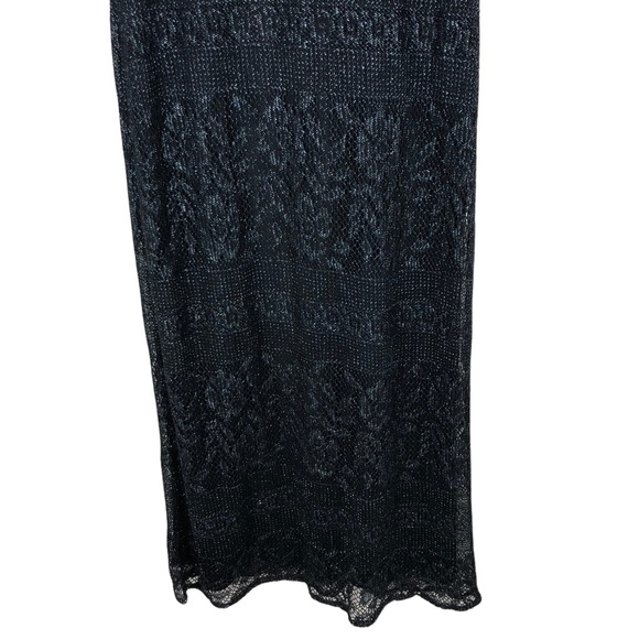 Jessica Howard Vintage 90s Maxi/Formal Dress, Black w/Blue Metallic Thread SZ 10 - Picture 7 of 13